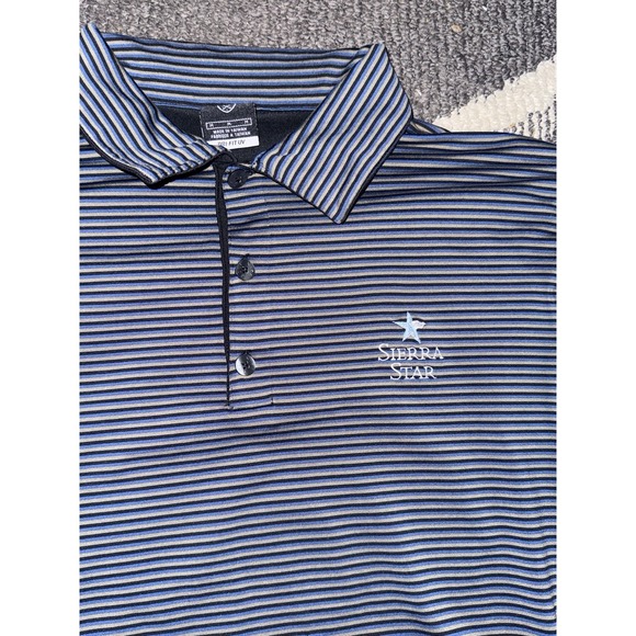 Nike Other - Nike Golf Polo Mens M Blue Gray Striped Long Sleeve Top Swoosh Embroidery Sierra